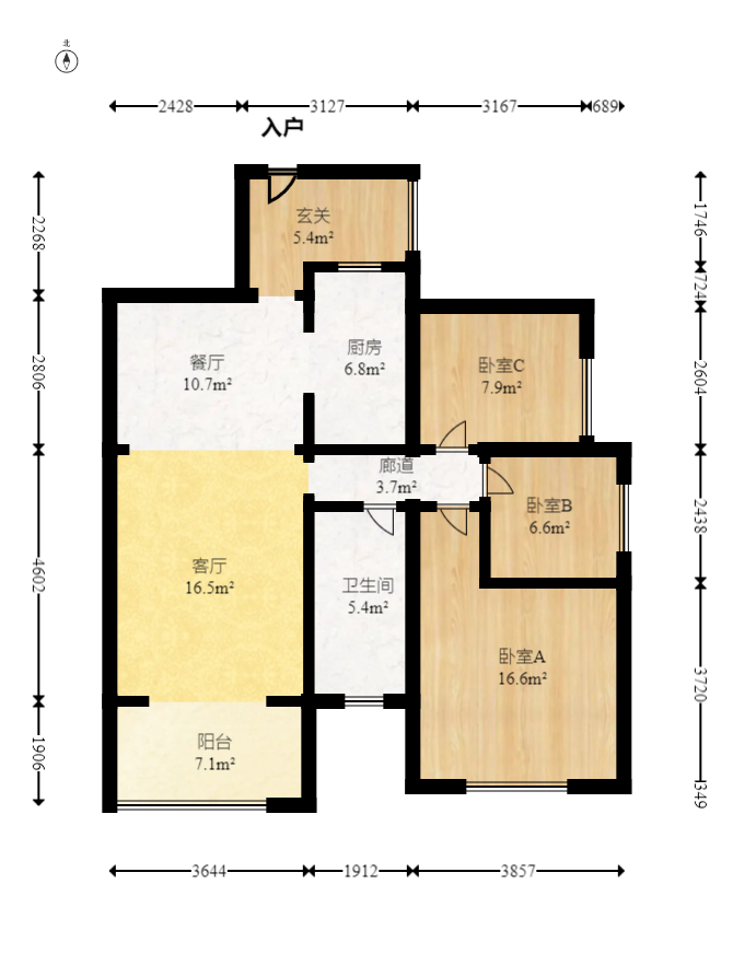 中建麓山和苑  3室2厅1卫   75.00万室内图1