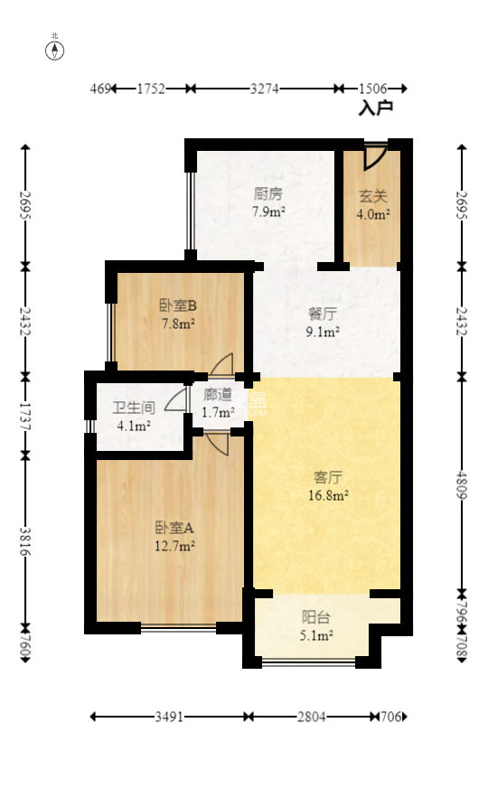 江山帝景哈佛  2室2厅1卫   83.00万
