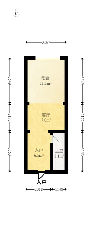 弘坤云寓  1室1厅1卫   39.90万室内图1