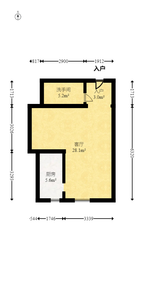 第六都（陆都小区）  1室1厅1卫   43.00万室内图1