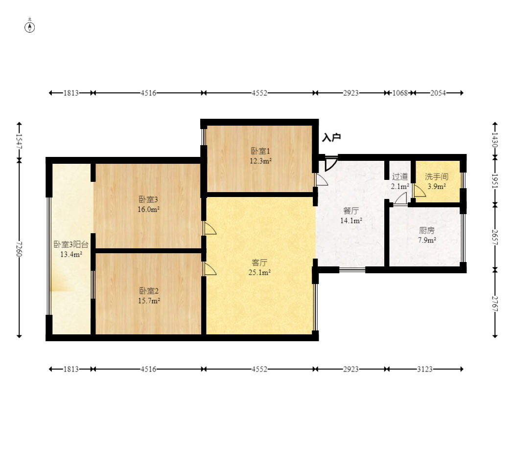 金科园  3室2厅1卫    84.0万室内图1