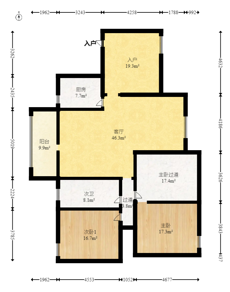 金域南外滩（望江佳园）  3室2厅1卫    180.0万室内图1