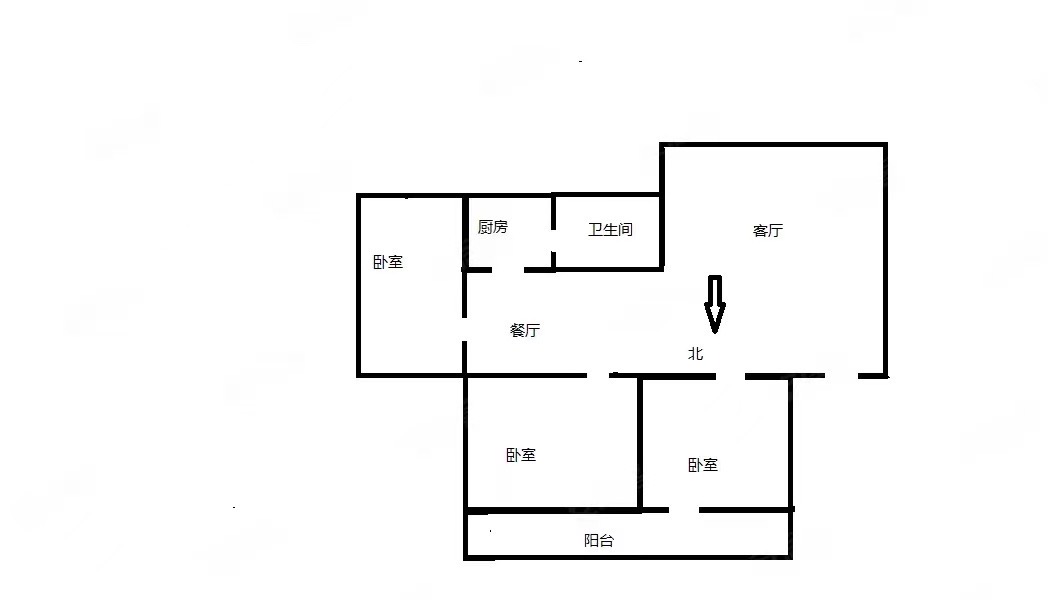 晨晖家园  3室2厅2卫   36.80万户型图