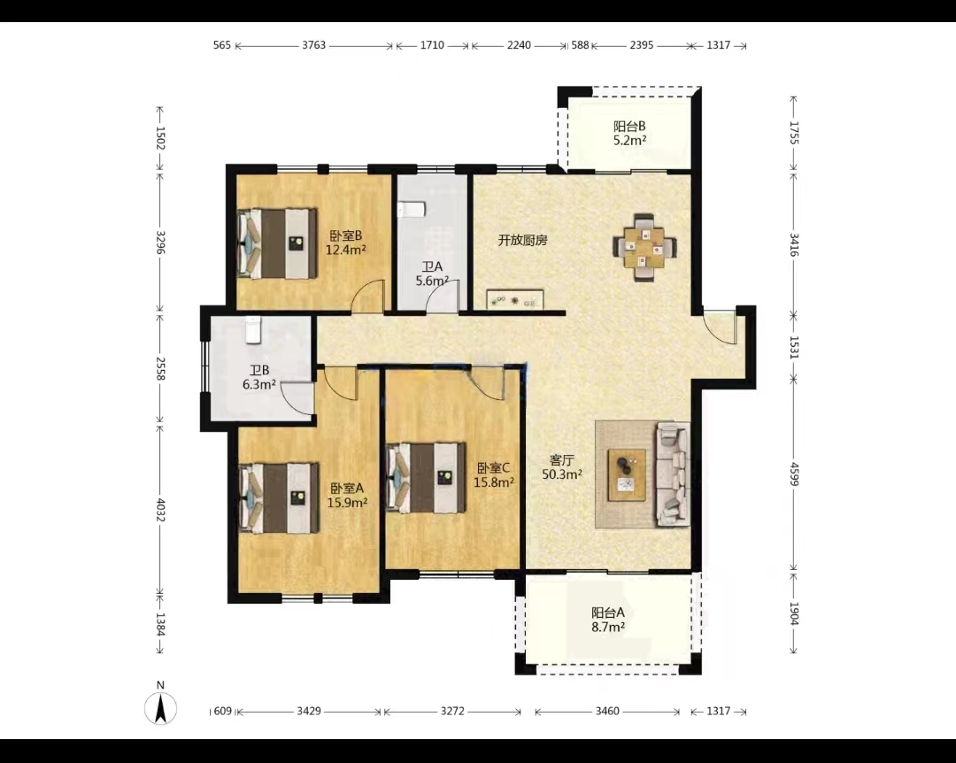 尚格名城东岸花园  3室2厅2卫    52.8万 尚格名城东岸花园  3室2厅2卫    52.8万室内图