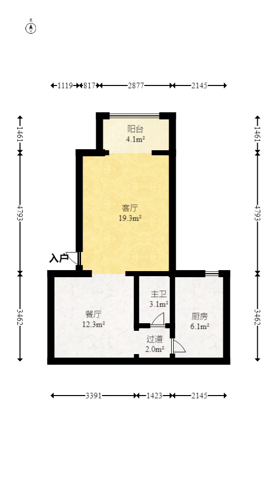 金帆小区  2室2厅1卫   46.80万室内图1