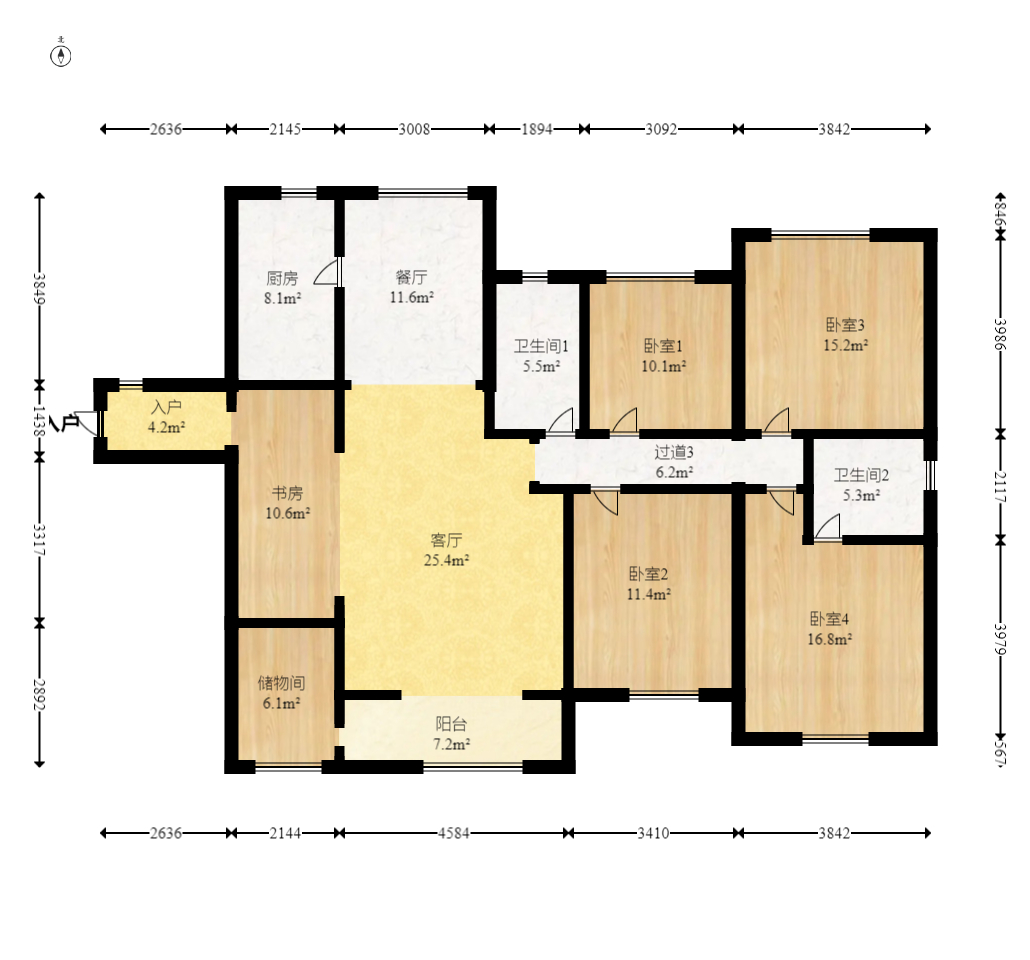 盛腾学林西岸 4室2厅2卫 112.8万 盛腾学林西岸 4室2厅2卫 112.8万户型图