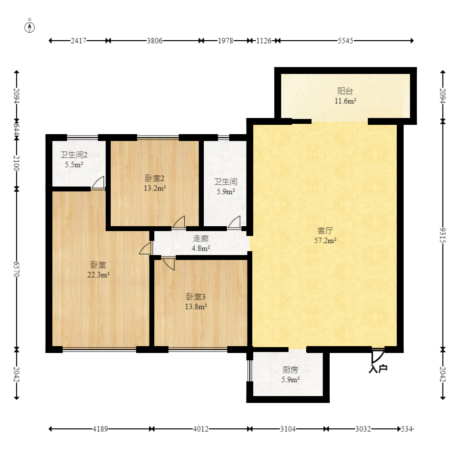 星城国际 3室2厅2卫 63.0万 星城国际 3室2厅2卫 63.0万户型图