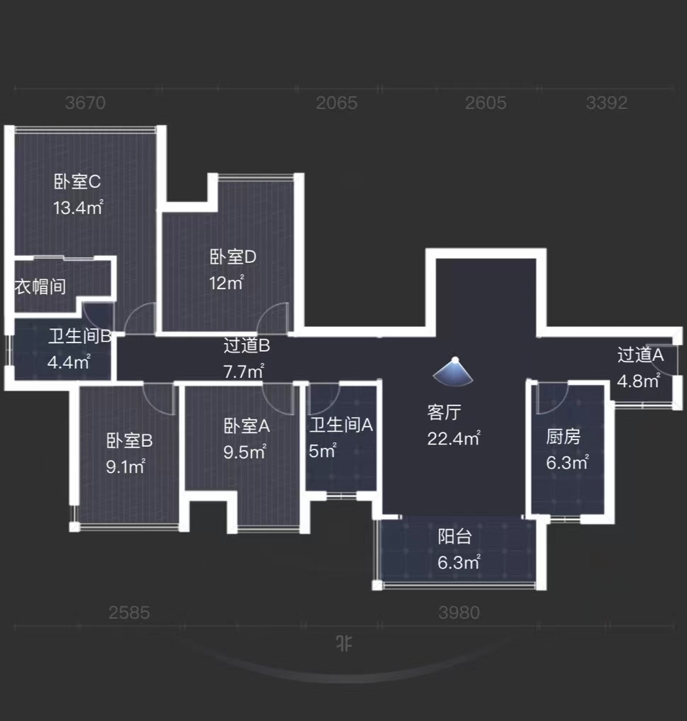 美的城三期  4室2厅2卫   65.00万