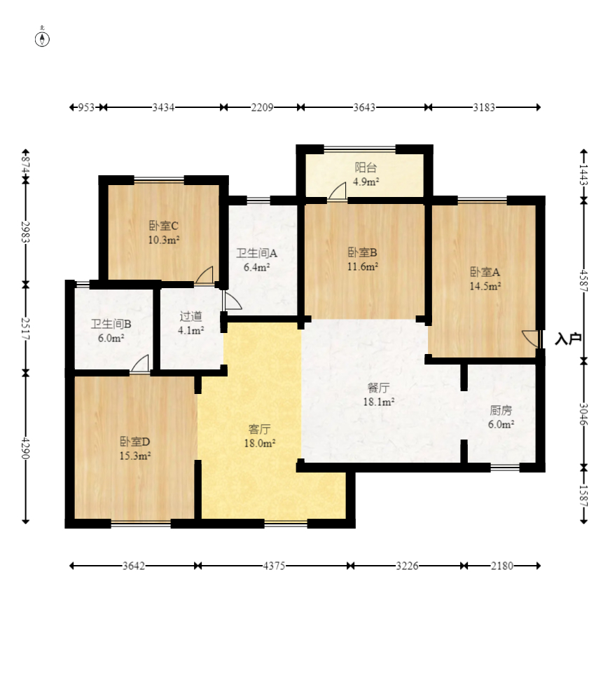 丽发新城  3室2厅1卫   83.00万室内图1
