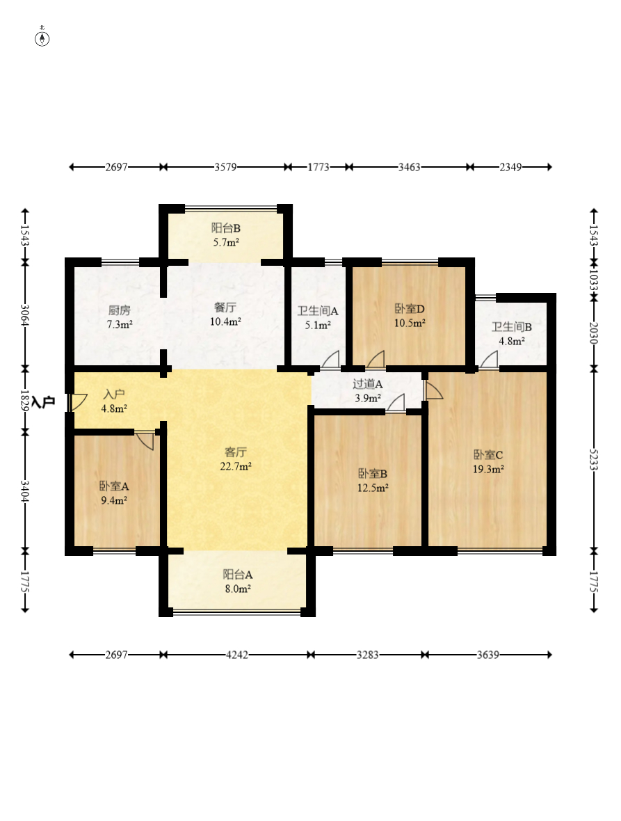 保利大都汇四期 4室2厅2卫 170.0万 保利大都汇四期 4室2厅2卫 170.0万户型图