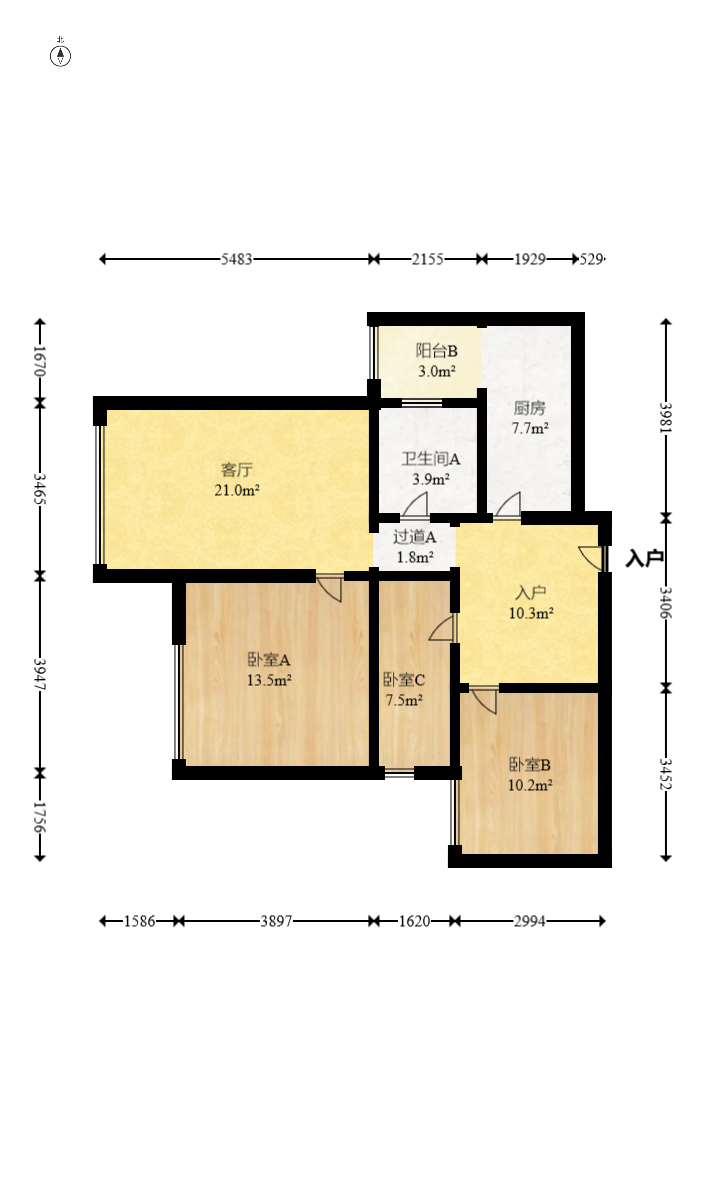 五矿万境水岸一期(万境水岸嘉苑) 2室2厅1卫 89.8万 五矿万境水岸一期(万境水岸嘉苑) 2室2厅1卫 89.8万户型图