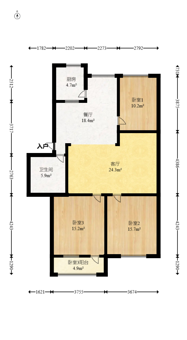 马王堆陶瓷建材新城  3室2厅1卫   70.00万室内图1