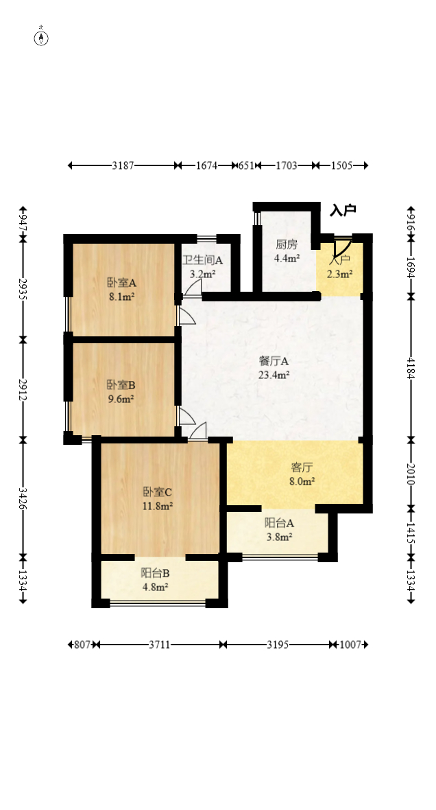 创元时代(成兴景苑) 3室2厅1卫 79.0万 创元时代(成兴景苑) 3室2厅1卫 79.0万户型图
