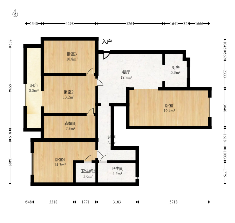 金辉优步花园  4室2厅2卫   170.00万室内图1
