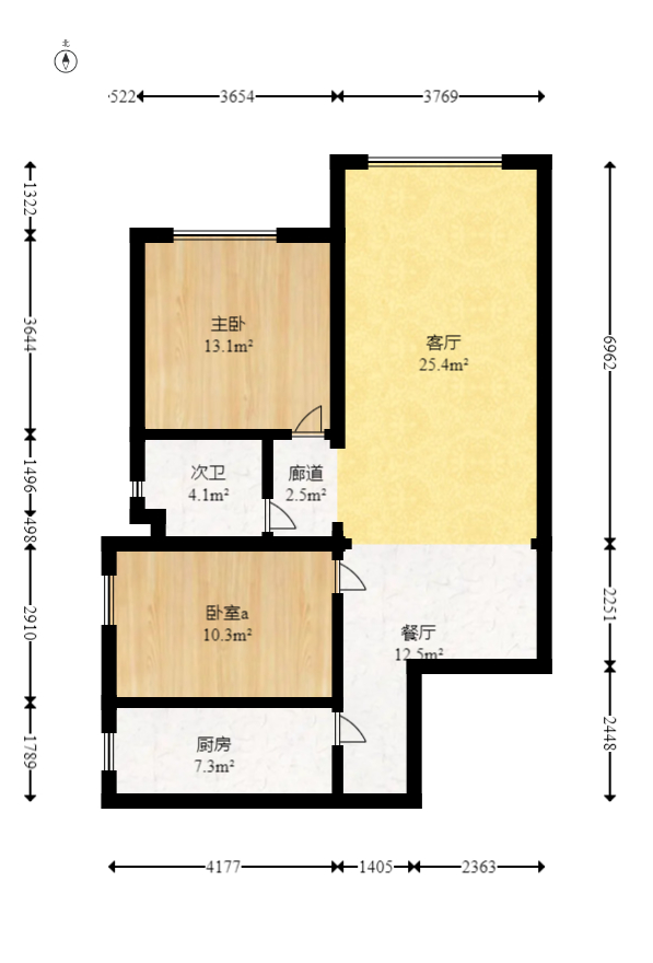 华美公寓（新猎鹰公寓）  2室2厅1卫   62.00万室内图1