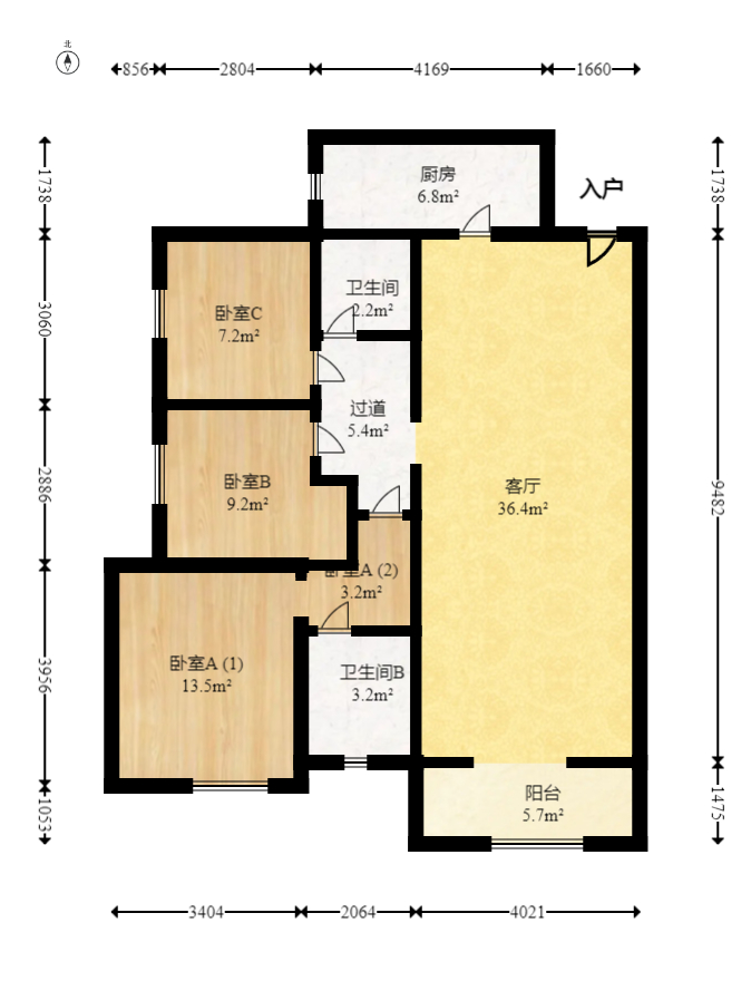 中建梅溪湖中心 3室2厅2卫 118.0万 中建梅溪湖中心 3室2厅2卫 118.0万户型图