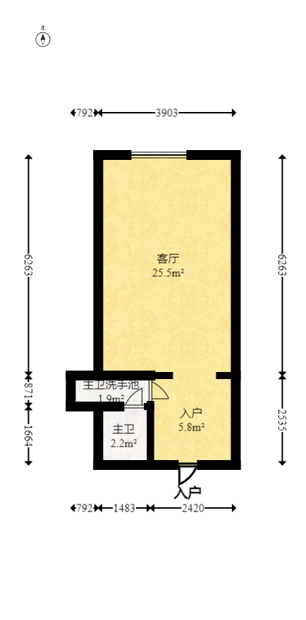 时代星空  1室1厅1卫    20.8万室内图1