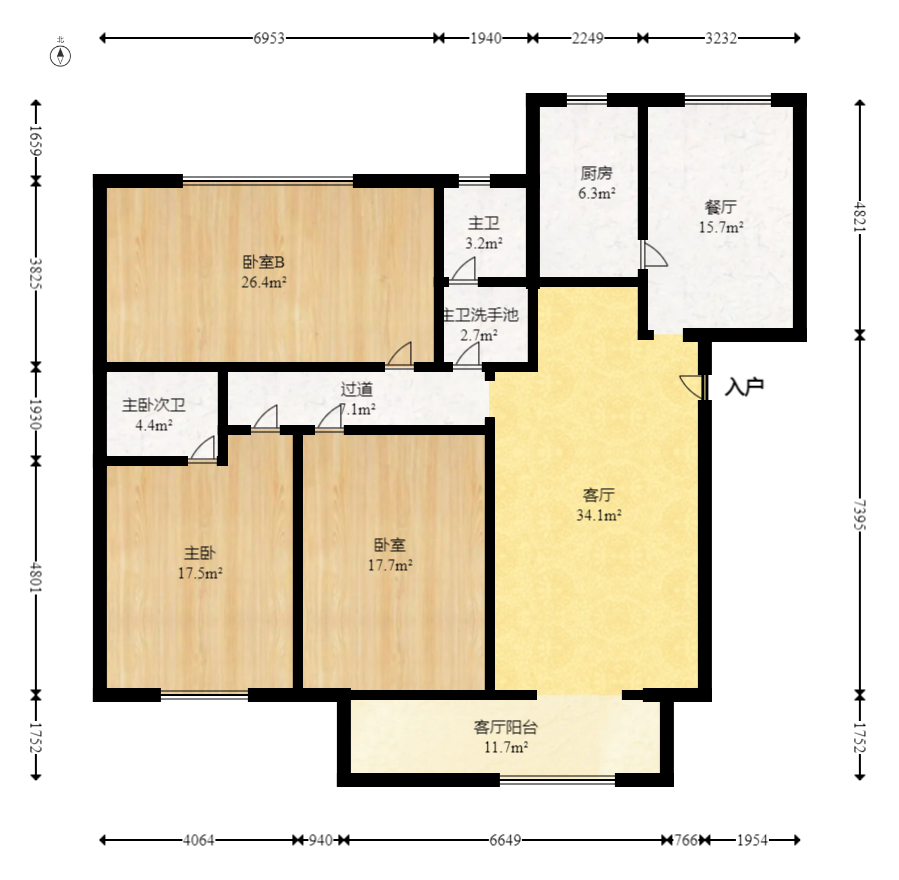 金岸教师公寓 4室2厅2卫 62.79万 金岸教师公寓 4室2厅2卫 62.79万户型图