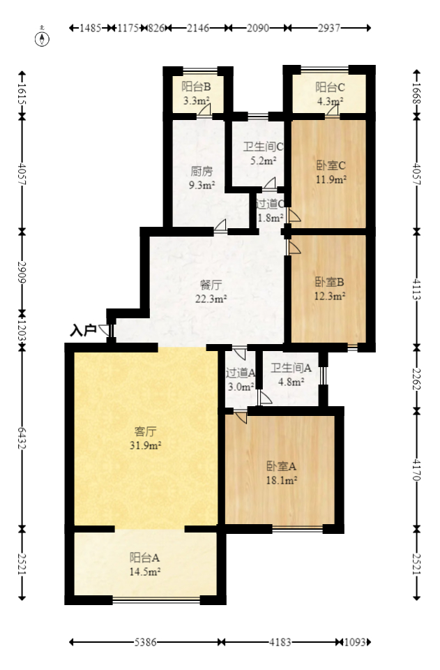长沙紫金苑  3室2厅2卫   148.00万室内图1