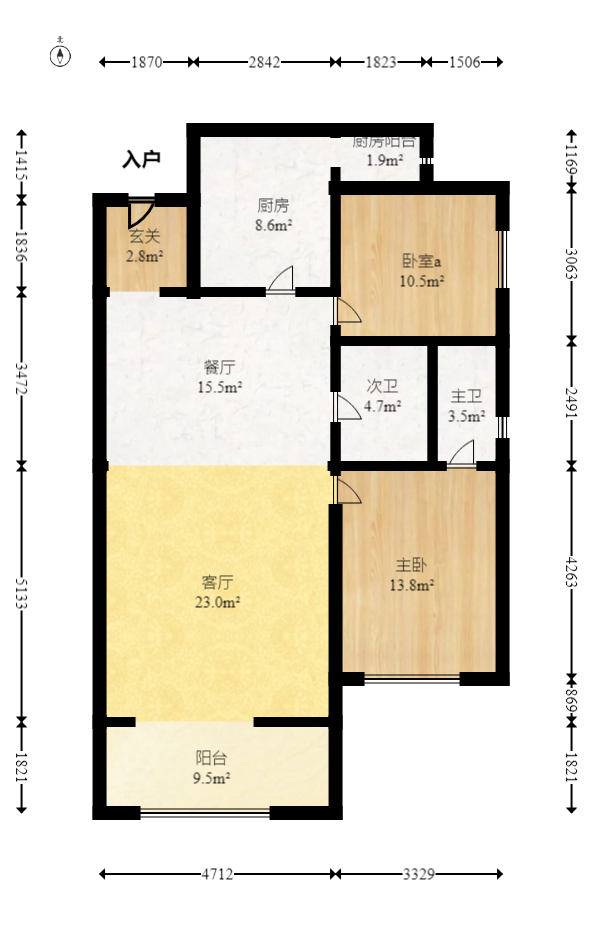中冶中央公园 2室2厅1卫 101.0万 中冶中央公园 2室2厅1卫 101.0万户型图