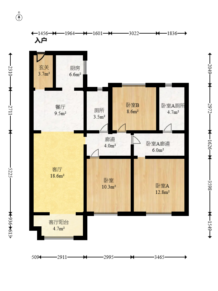 中海阅麓山二期  3室2厅2卫   170.00万室内图1