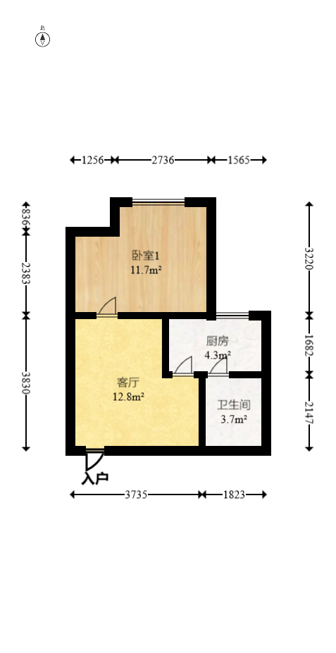 东方银座（东方摩卡）  1室1厅1卫   25.00万室内图1