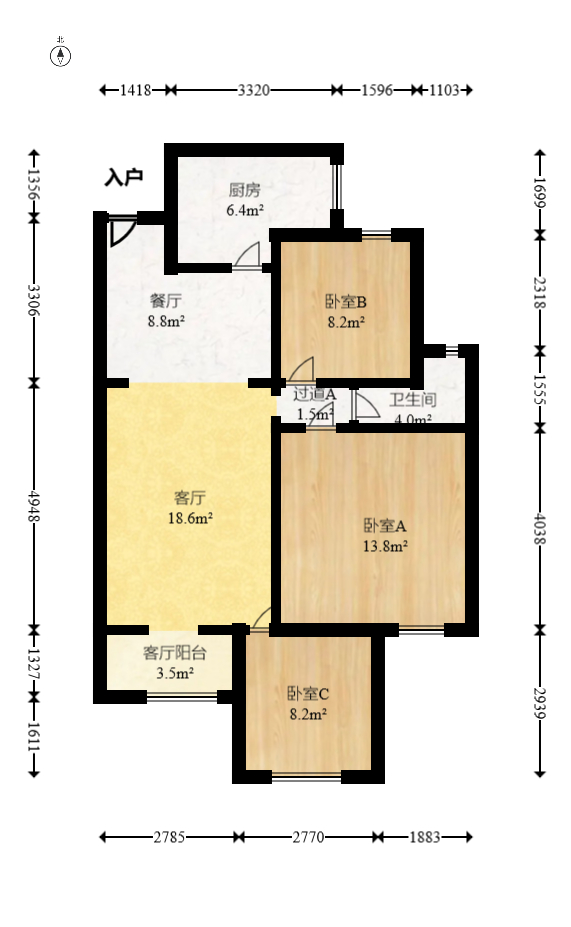 协信星澜汇  3室2厅1卫   139.00万室内图1
