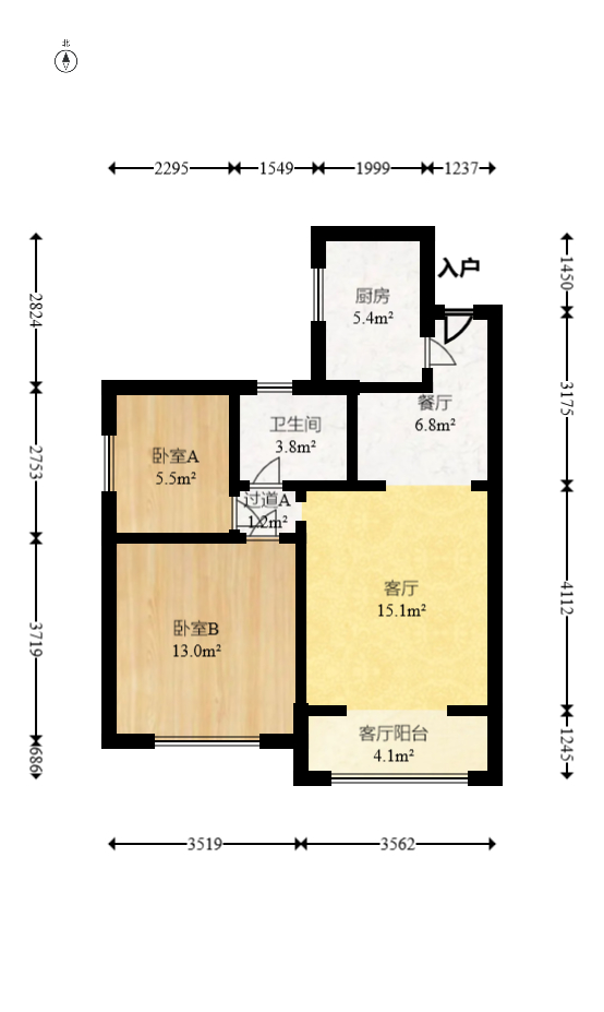 谷山庭院二期 2室2厅1卫 67.0万 谷山庭院二期 2室2厅1卫 67.0万户型图
