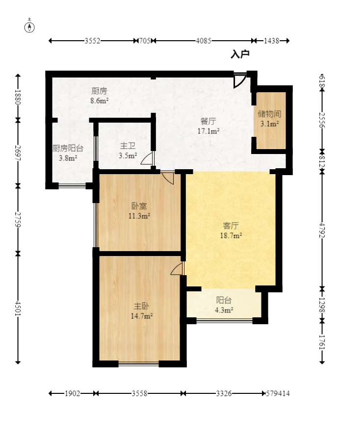 三一街区 3室2厅1卫 65.0万 三一街区 3室2厅1卫 65.0万户型图