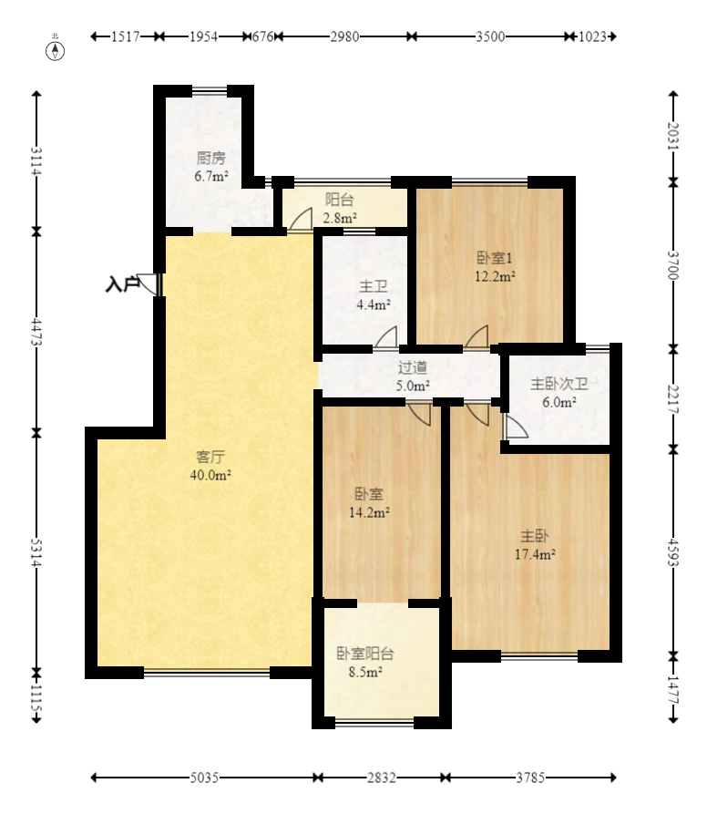 世景华庭 3室2厅2卫 69.8万 世景华庭 3室2厅2卫 69.8万户型图