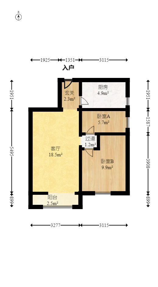 金土地第一湾  2室2厅1卫   65.00万室内图1