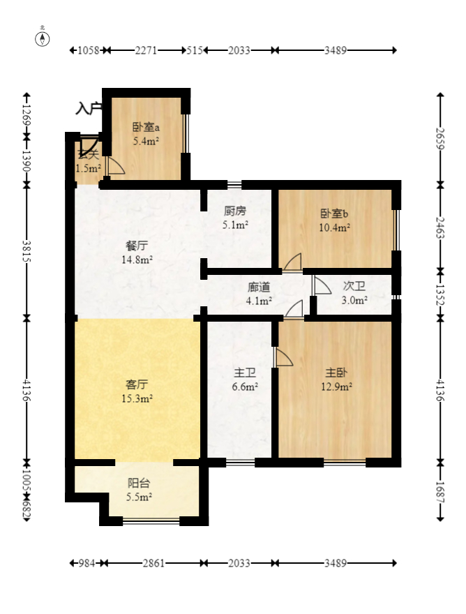 润芳园  3室2厅2卫   88.80万室内图1
