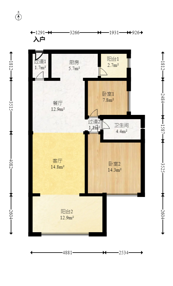 时代倾城二期 2室2厅1卫 68.0万 时代倾城二期 2室2厅1卫 68.0万户型图