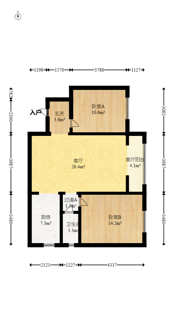谷山乐园  2室2厅1卫   70.00万室内图1