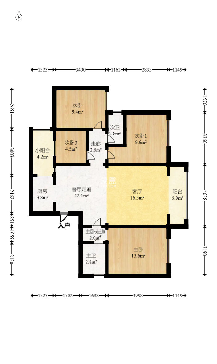 时代城永秀一期  3室2厅1卫   132.00万