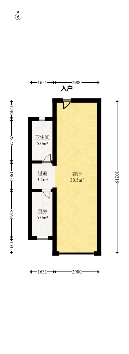 澳海望洲府  2室1厅1卫   35.80万室内图1