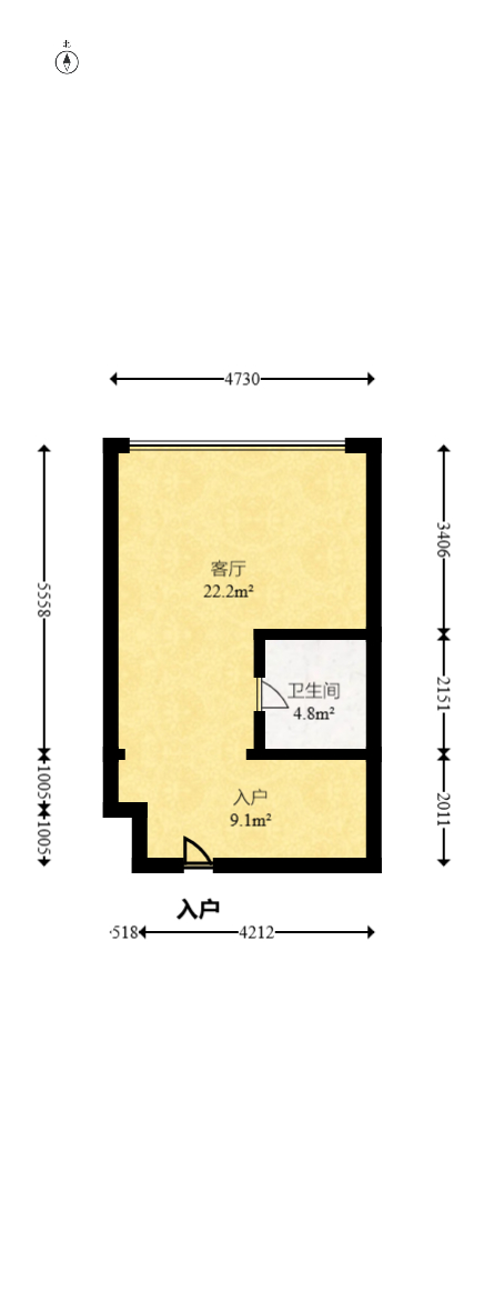 长燃润和天地（长润小区印湘江）  2室1厅1卫   36.60万室内图1