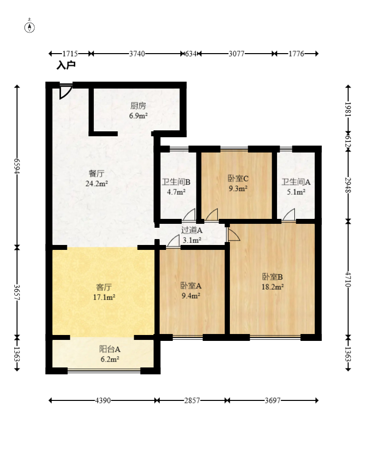 碧桂园南城首府（东宸林海）  3室2厅2卫   90.00万室内图1