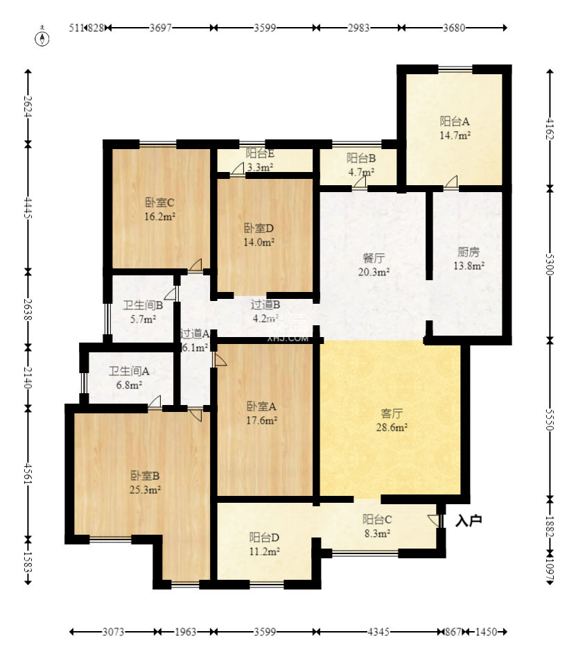 橘郡礼顿山  4室2厅2卫   138.80万