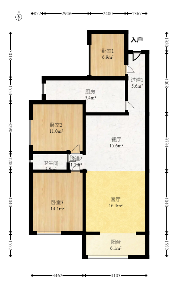 润和之悦(金泽园) 3室2厅1卫 72.0万 润和之悦(金泽园) 3室2厅1卫 72.0万户型图