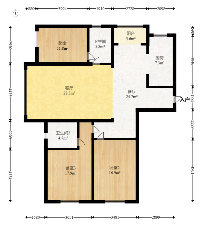 爵世名邸东湖(东湖壹号企业总部基地) 3室2厅2卫 120.0万 爵世名邸东湖(东湖壹号企业总部基地) 3室2厅2卫 120.0万户型图