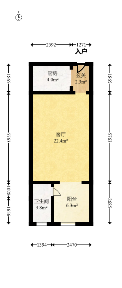 中建芙蓉嘉苑  1室1厅1卫   35.00万室内图1