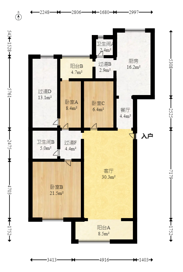 华银园  3室2厅2卫   120.00万室内图1