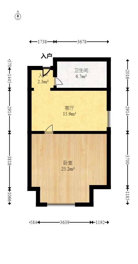 山水华景  2室1厅1卫   60.00万室内图1