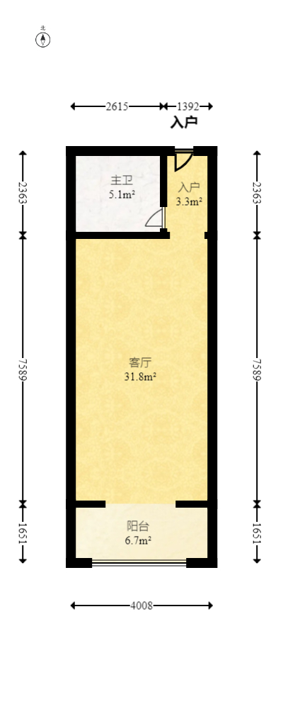人瑞潇湘国际  1室1厅1卫   58.00万室内图1