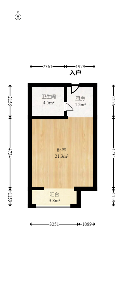 枫华府第  1室1厅1卫   21.80万室内图1