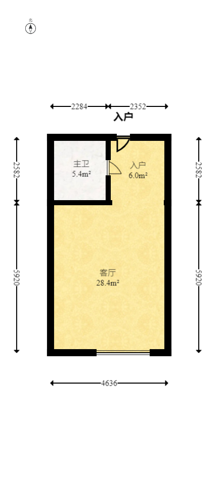 金科时代中心  1室1厅1卫   28.00万室内图1