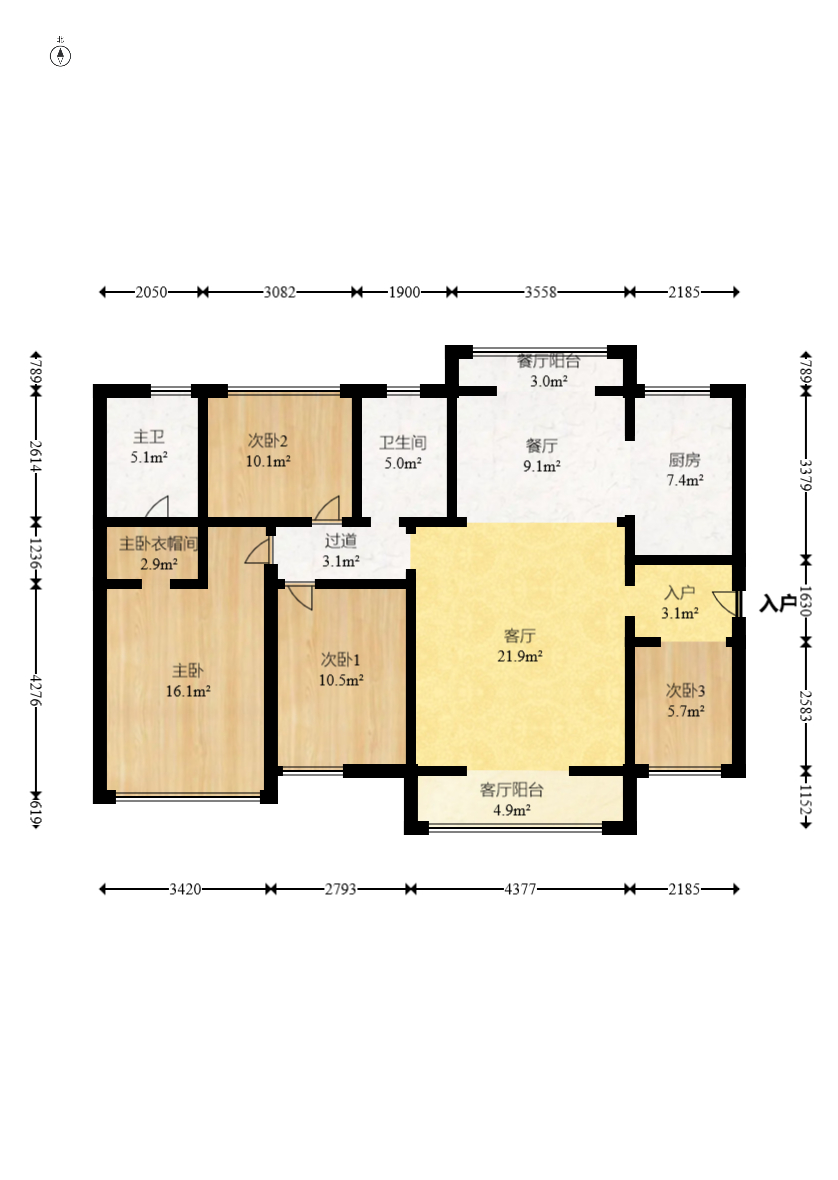 恒基凯旋门一二期 4室2厅2卫 148.0万 恒基凯旋门一二期 4室2厅2卫 148.0万户型图