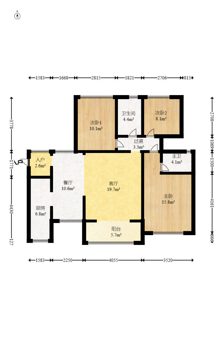 华润凤凰城三期 3室2厅2卫 102.0万 华润凤凰城三期 3室2厅2卫 102.0万户型图
