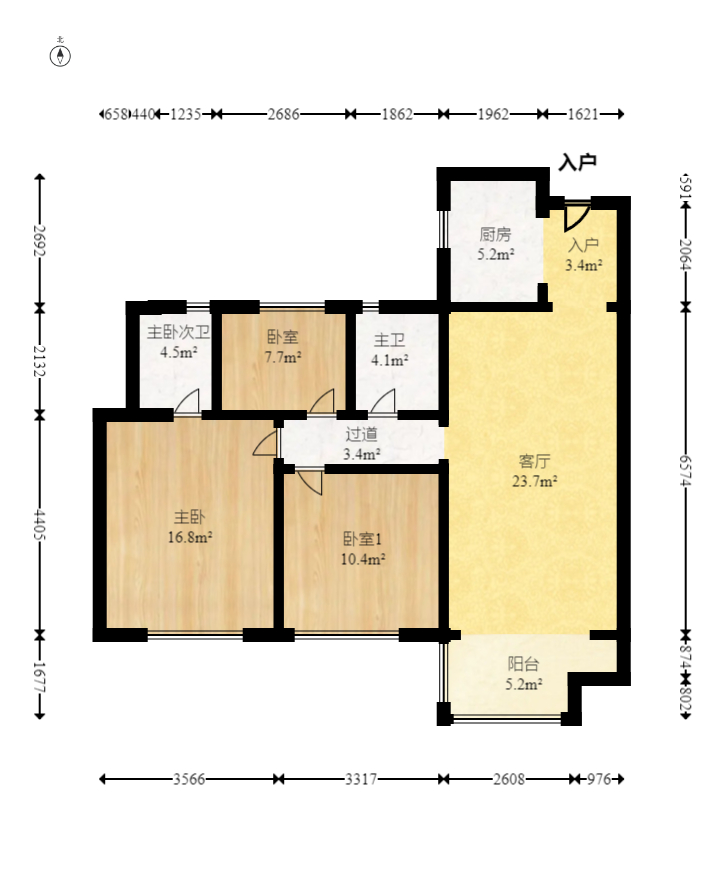 碧桂园翘楚棠  3室2厅2卫   118.80万室内图1